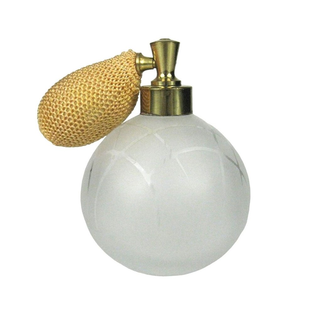 Irice Perfume Bottle Clear Etched Glass Gold Atomizer Spray Japan I W Rice VTG